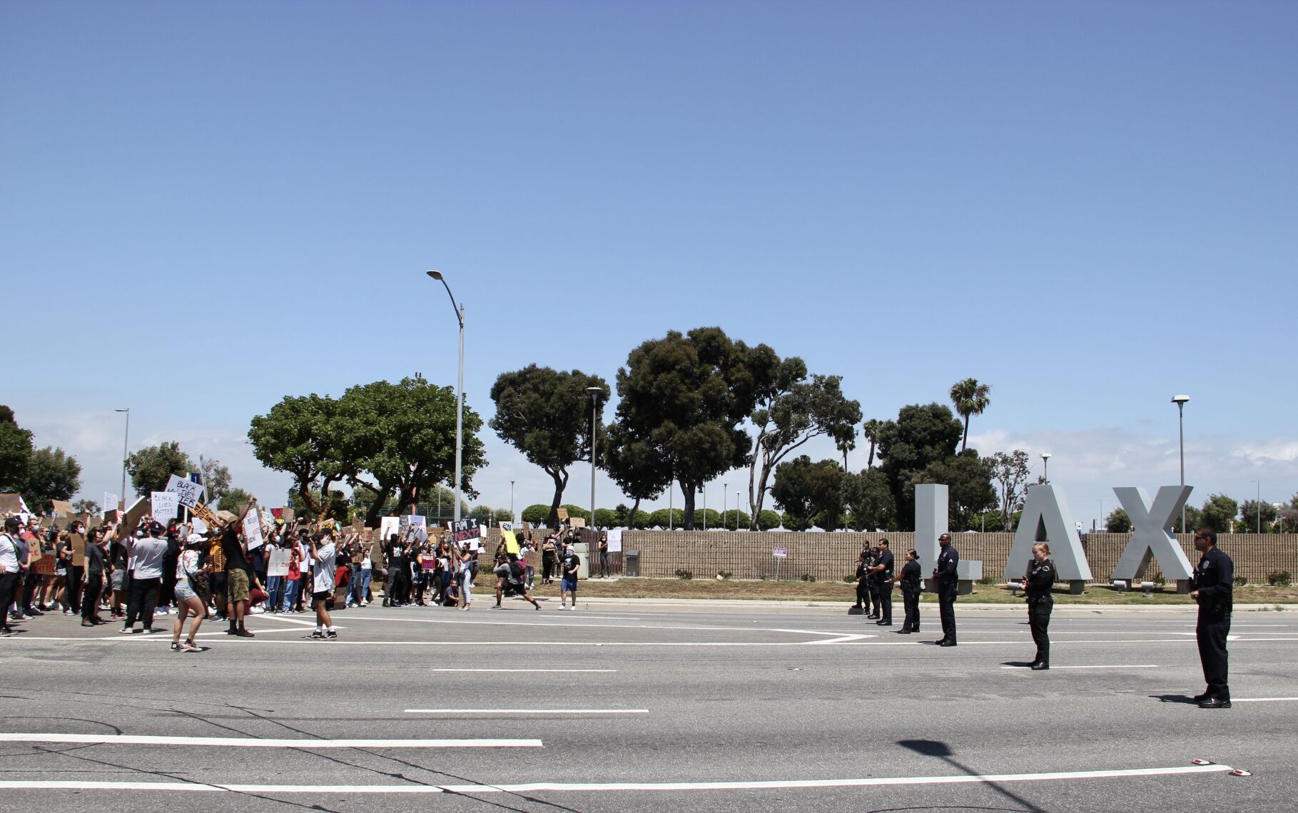 Protesters and police